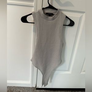 Waffle Grey Sleevless Bodysuit